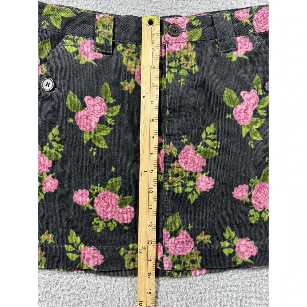 Wild Fable Womens High Rise Black Floral Corduroy Mini Skirt Size 4 NEW